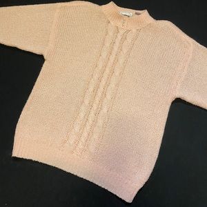 Vintage Pink Knit Sweater with Pearl Detail